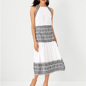 Ann Taylor Embroidered Halter Maxi Dress Size 00 NWT